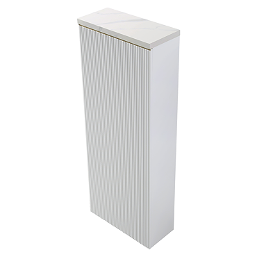 Opus Fluted Tall WC Unit – Satin White with Marble‑Effect Lid & Brushed Brass Trim (Unit Only)