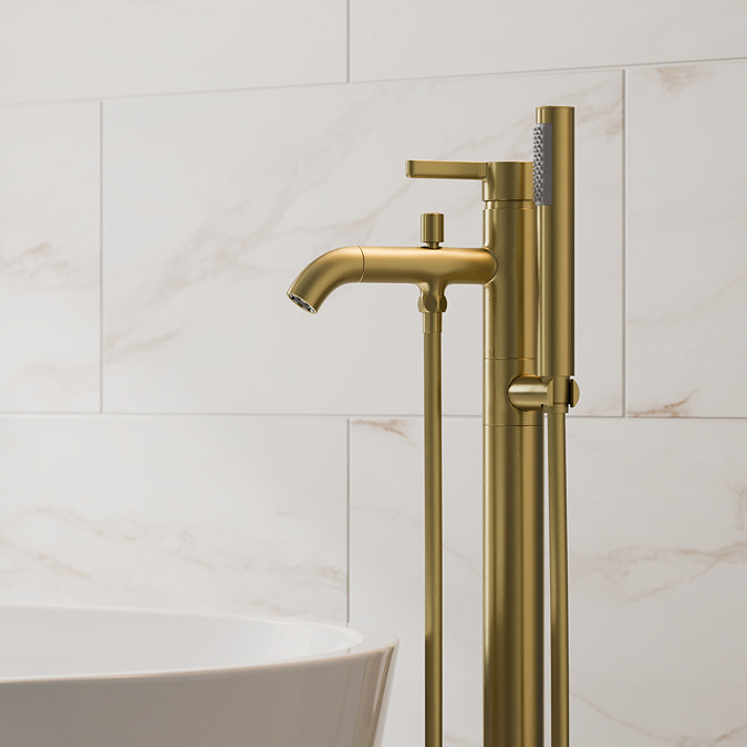 Opus Freestanding Bath Shower Mixer Tap - Brushed Brass