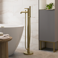 Opus Freestanding Bath Shower Mixer Tap Brushed Brass