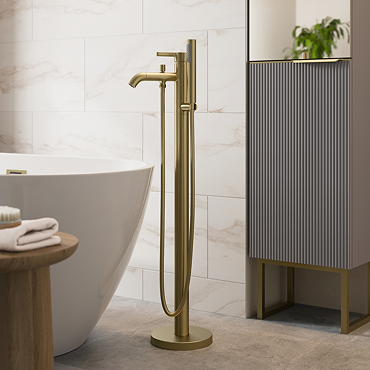 Opus Freestanding Bath Shower Mixer Tap Brushed Brass