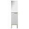 Opus Mirrored 2 Door Wall Hung Tall Storage Unit - Satin White, Fluted with Brushed Brass Handle & Legs