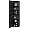 Opus Mirrored 2 Door Wall Hung Tall Storage Unit - Satin Black, Fluted with Brushed Brass Handle