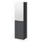 Opus Mirrored 2 Door Wall Hung Tall Storage Unit - Satin Black, Fluted with Brushed Brass Handle