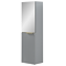 Opus Mirrored 2 Door Wall Hung Tall Storage Unit - Satin Grey, Fluted with Brushed Brass Handle