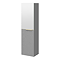 Opus Mirrored 2 Door Wall Hung Tall Storage Unit - Satin Grey, Fluted with Brushed Brass Handle