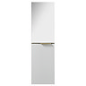 
Opus Mirrored 2 Door Wall Hung Tall Storage Unit - Satin White, Fluted with Brushed Brass Handle