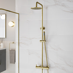 Opus Round Thermostatic Shower - Brushed Brass