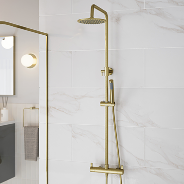 Opus Round Thermostatic Shower Brushed Brass