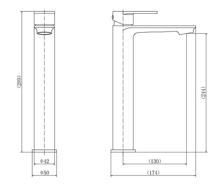 Orchard Wharf High Rise Basin Mixer Tap - Chrome