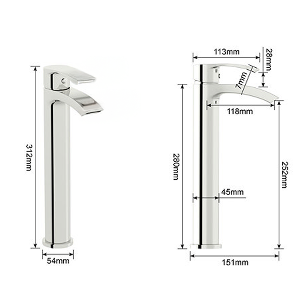 Orchard Wye Round High Rise Basin Mixer Tap - Chrome
