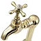 Original Polished Brass Crosshead Kitchen Bib Taps on Stand Pipes Profile Large Image