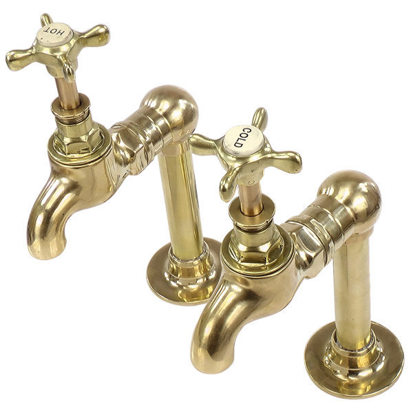 Original Polished Brass Kitchen Bib Taps At Victorian Plumbing