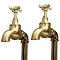 Original Polished Brass Large Kitchen Bib Taps on Stand Pipes Large Image