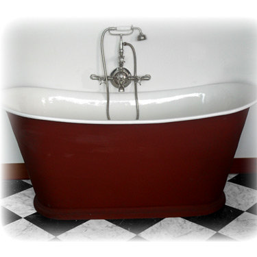 Original Refurbished Large French Bath Shower Mixer with Spoked Tap Handles Feature Large Image