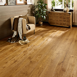 Orion 14 x 190mm Engineered Wood Click Flooring - Golden Brushed & Lacquered