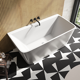 Orion 1500 x 750mm Small Back To Wall Modern Square Bath