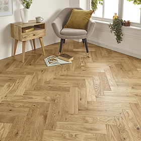 rion 15mm Engineered Wood Herringbone Flooring - Natural Brushed & Lacquered