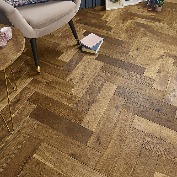 Orion 15mm Engineered Wood Herringbone Flooring - Smoked Brushed & Oiled