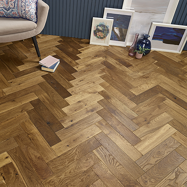 Orion 15mm Engineered Wood Herringbone Flooring - Smoked Brushed & Oiled