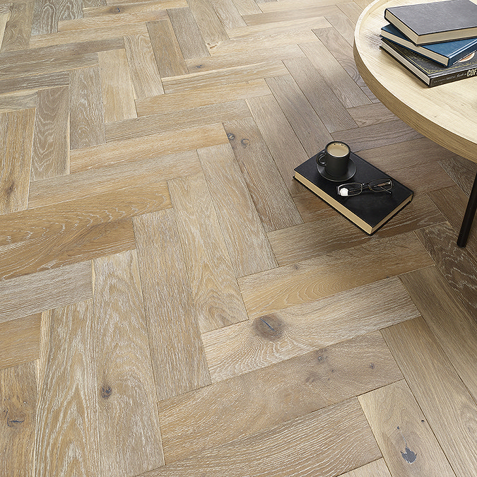 Orion 15mm Engineered Wood Herringbone Flooring - Smoked Grey Brushed & Oiled