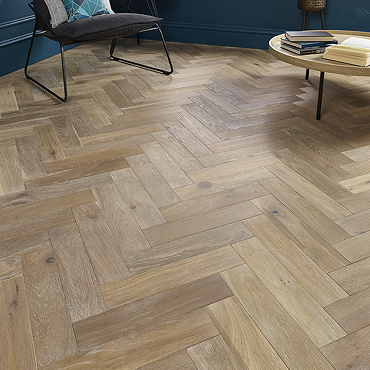 Orion 15mm Engineered Wood Herringbone Flooring - Smoked Grey Brushed & Oiled