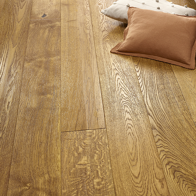Orion 20 x 180mm Engineered Wood Flooring - Deep Brushed Handscraped Golden Brushed & Lacquered