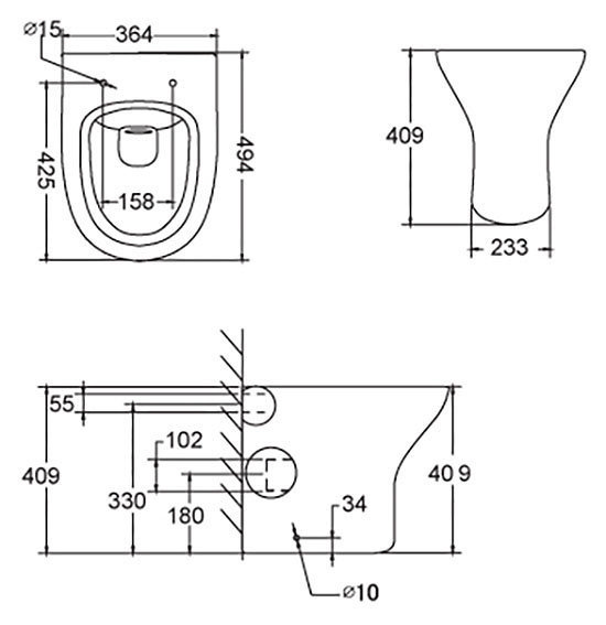 Orion Back To Wall Pan (excluding Seat)