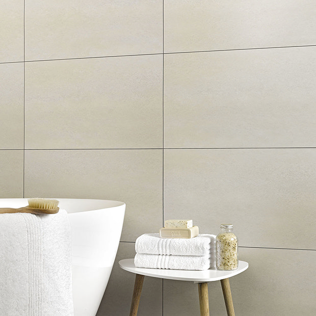 Orion Beige 375 x 650mm Waterproof Wall Tile Shower Panels Large Image