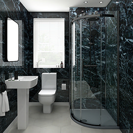 Orion Black Marble 2400x1000x10mm PVC Shower Wall Panel Medium Image