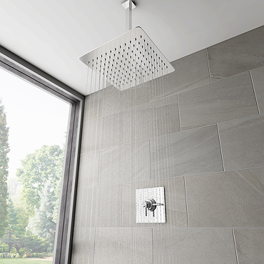 Orion Chrome Shower Package with Concealed Valve + Square Ceiling Mounted Head