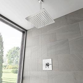 Orion Chrome Shower Package with Concealed Valve + Square Ceiling Mounted Head