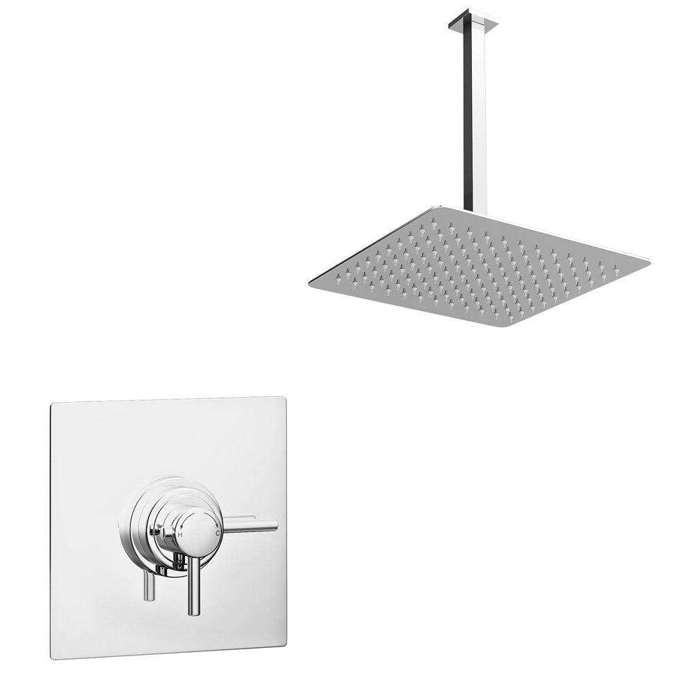 Orion Chrome Shower Package with Concealed Valve + Square Ceiling Mounted Head Victorian