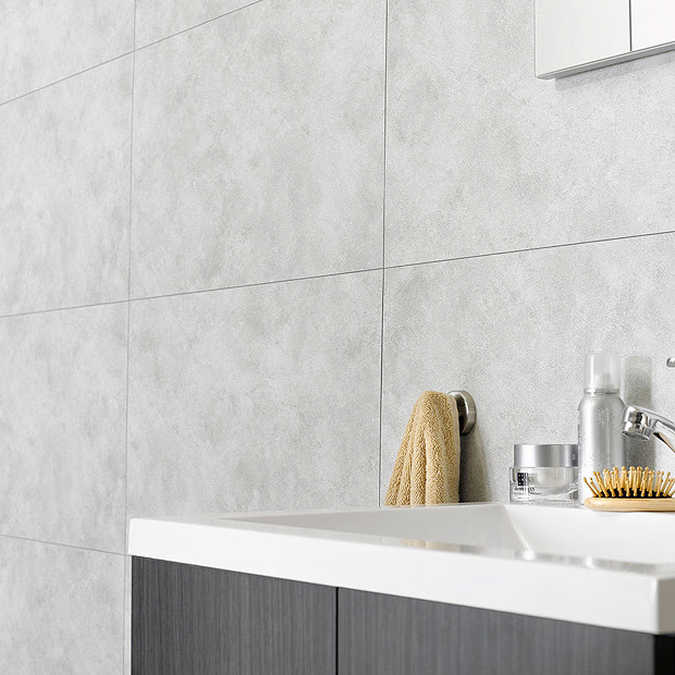 Orion Cloudy White 375 x 650mm Waterproof Wall Tile Shower Panels  Profile Large Image