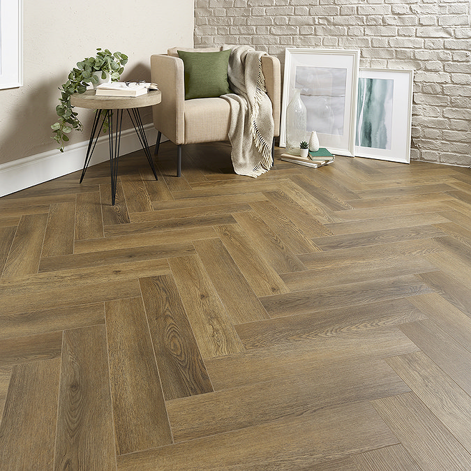 Orion Devon Brown Oak SPC Luxury Click Vinyl 610 x 126 Waterproof Herringbone Flooring (Pack of 20)