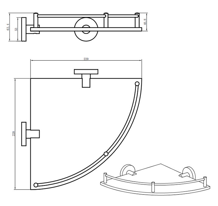 Orion Glass Corner Shelf - Chrome