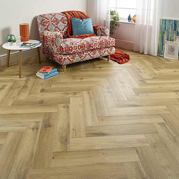 Orion Golden Oak SPC Luxury Click Vinyl 610 x 126 Waterproof Herringbone Flooring (Pack of 20)