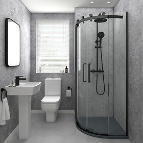 Orion Grey Concrete 2400x1000x10mm PVC Shower Wall Panel Large Image