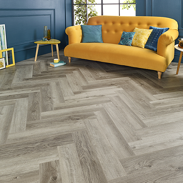 Orion Light Grey Oak SPC Luxury Click Vinyl 610 x 126 Waterproof Herringbone Flooring (Pack of 20)