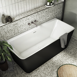 Orion Matt Black Back To Wall Modern Square Bath (1700 x 740mm)