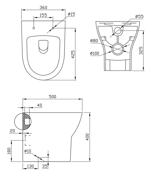 Orion Matt Black Modern Back To Wall Pan + Soft Close Seat