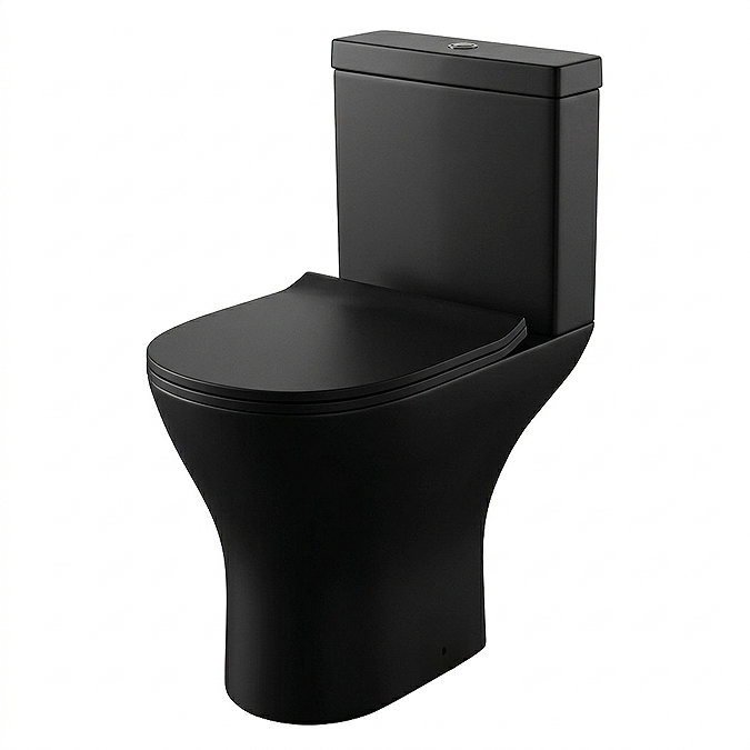 Orion Matt Black Short Projection Toilet with Soft Close Seat