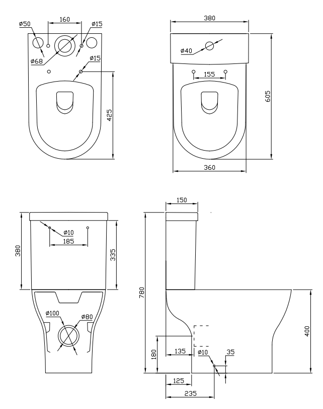 Orion Matt Black Short Projection Toilet with Soft Close Seat