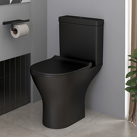 Orion Matt Black Short Projection Toilet with Soft Close Seat