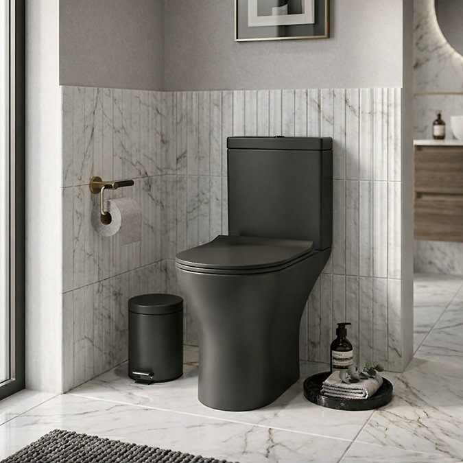 Orion Matt Black Short Projection Toilet with Soft Close Seat
