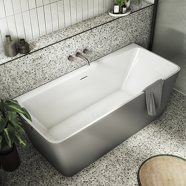 Orion Matt Grey Back To Wall Modern Square Bath (1700 x 740mm)