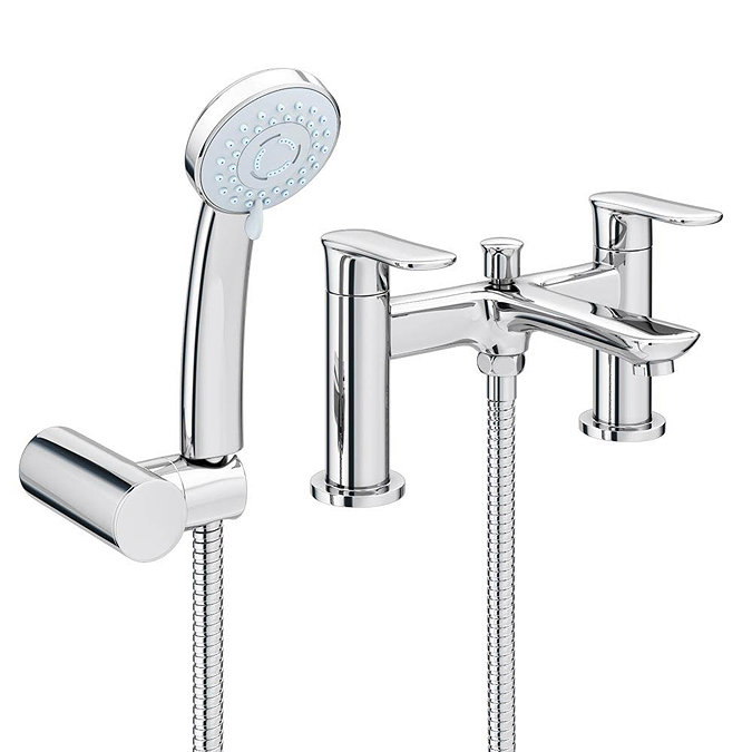 Orion Modern Bath Shower Mixer Taps + Shower Kit - Chrome Large Image