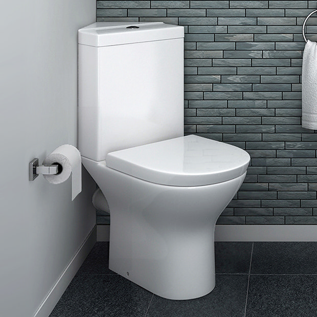 Orion Modern Corner Toilet + Soft Close Seat at Victorian Plumbing UK