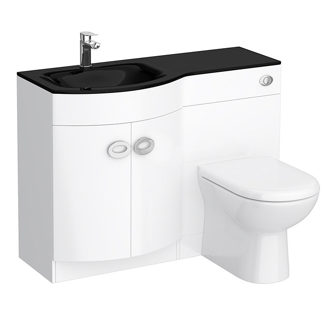 Orion Black Modern Curved Combination Basin and WC Unit - 1100mm Large Image