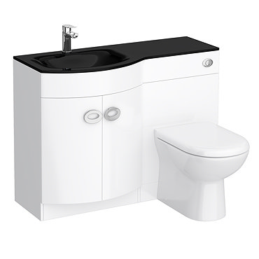 Orion Black Modern Curved Combination Basin and WC Unit - 1100mm Profile Large Image