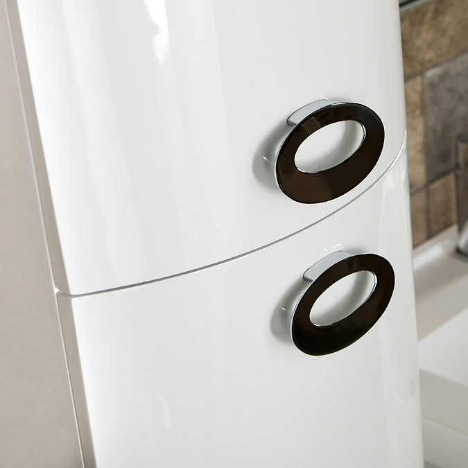 Orion Modern Curved White Gloss Vanity Unit + Tall Side Cabinet Standard Large Image